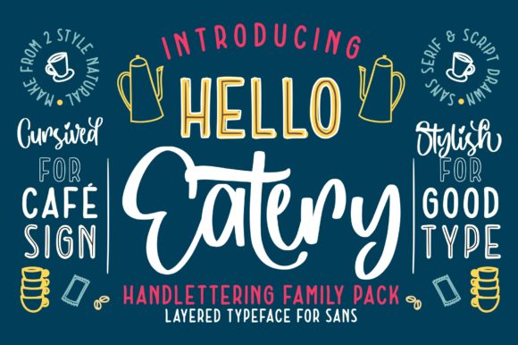 Hello Eatery: A Joyful Script & Sans Serif Font Duo for Makers